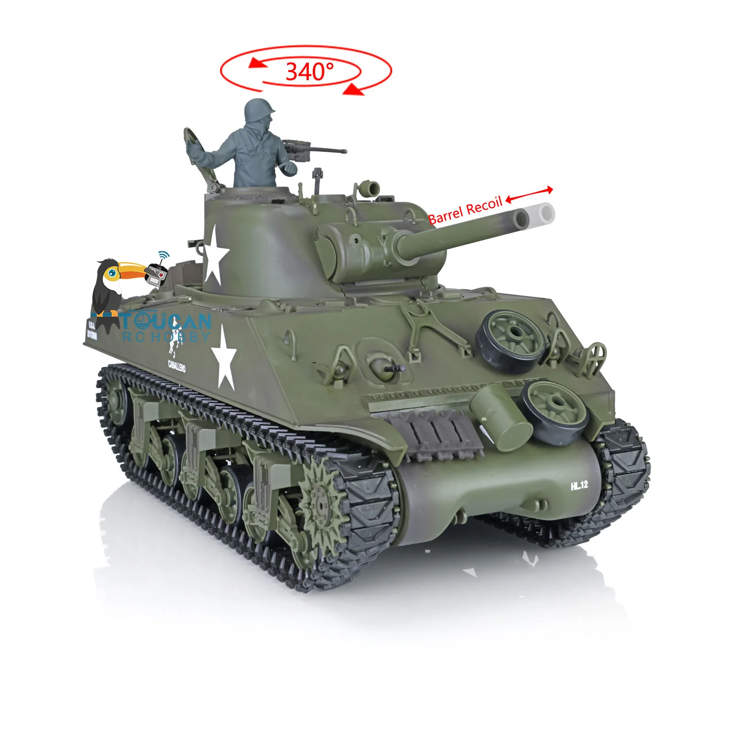 Outdoor Toys 2.4G HENG LONG 1/16 7.0 Plastic M4A3 Sherman RTR RC Tank Model 3898 Barrel Recoil Smoking BB Pellets TH17666-SMT4 6