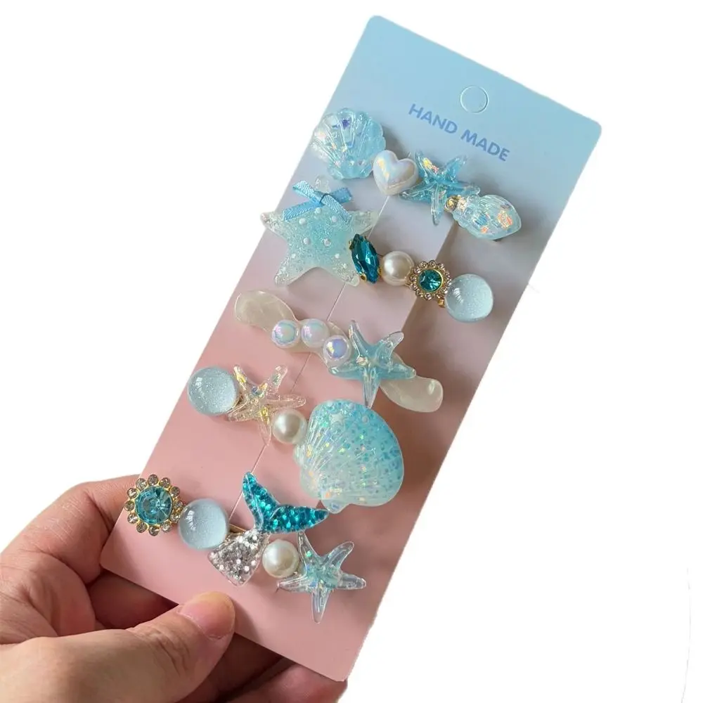 Resin Hair Clips for Girls Mermaid Seashell Starfish Hair Accessories