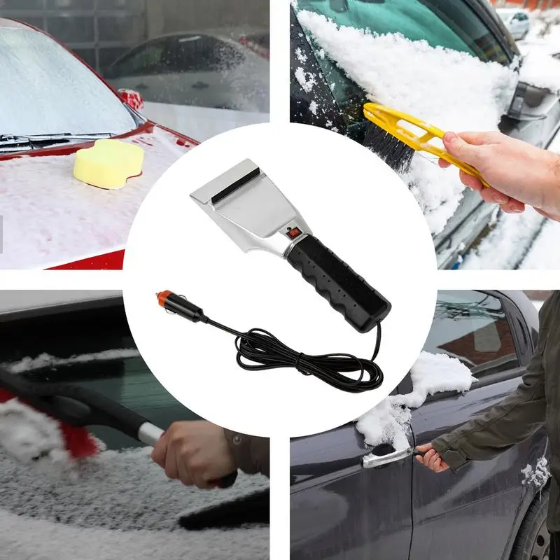 

Electric Car Snow Shovel multifunctional winter snow clearing tool 12V Heated Auto Windshield Ice Scraper For Cars Trucks SUVs
