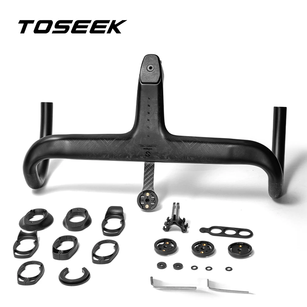TOSEEK Carbon Handlebar Road Carbon handlebar Drop bar T800 Carbon Integrated Handlebar Di2 Bicycle Accessories Carbon Drop bar