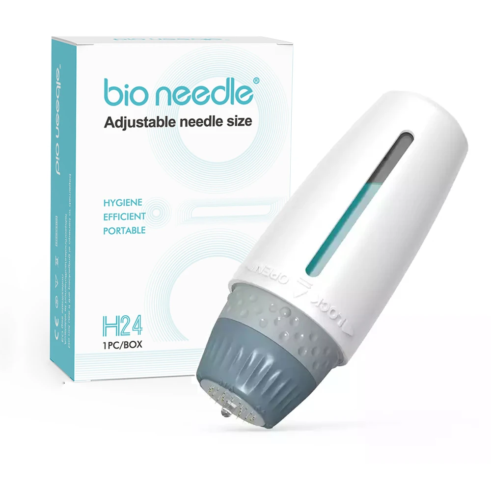 Lápiz de microagujas ajustable Derma Stamp H24, aplicador de suero Hydra portátil con capacidad de 10 ml. Dispositivo de belleza._voghion.com