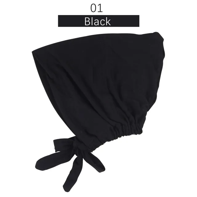 Muslim Women Elastic Tie Back Inner Hijab Caps Cotton Jersey Stretch Underscarf Modal Bonnet Headwrap Turbante Mujer 01