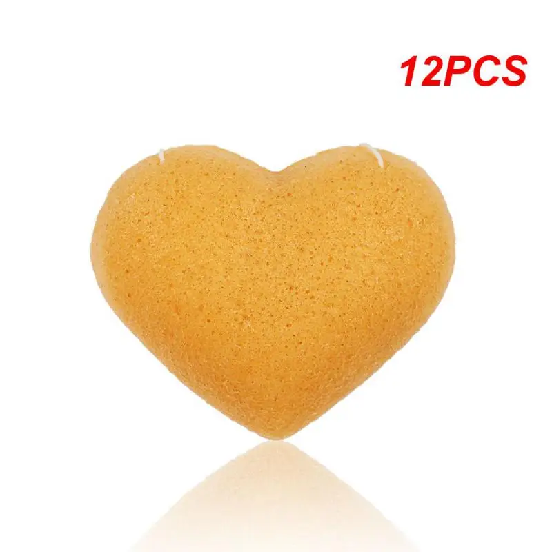 

12PCS Color Heart-shaped Natural Soft Konjac Facial Puff Face Cleanse Washing Sponge Exfoliator Cleansing Sponge Puff Skin Care