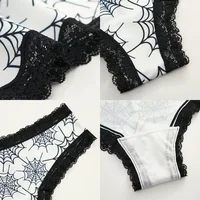 Sous-vêtements pour femmes, culotte Sexy à bord en dentelle, Lingerie de Style gothique, crâne de Rose, pantalon Triangle personnalisé, confortable et respirant 3