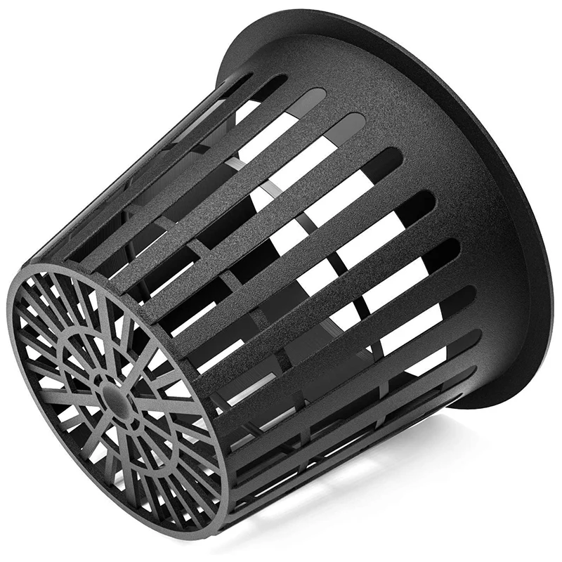 3 Inch Net Cup Hydroponic Tank, 50Pack Hydroponic Planting Basket, Used For Hydroponics, Slotted Mesh, Black And White