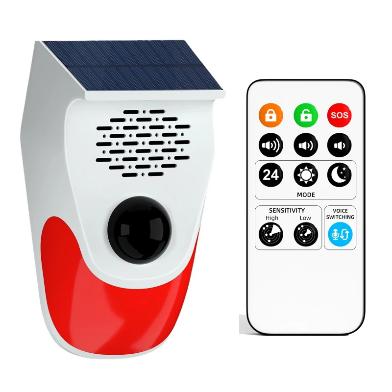 Alarm Dedektörü WiFi 120DB Akıllı Dış Mekan Güneş Enerjili USB PIR Kızılötesi Alarmlar Siren Sesi Hırsız Güvenlik Flaş Sensörü Uzaktan Kumanda