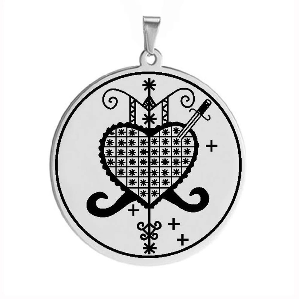 Ogou Feray Voodoo Veve Simbolo Sigillo Collana Con Ciondolo In Acciaio Inossidabile Vodou Lwa Loa Occulto Amuleto Collana A Catena Gioielli N8425S02 - Foto 8
