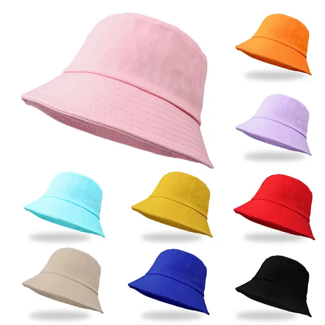 Aettechgd Solid Bucket Hat Cotton Fisherman Cap Sun Protection Women Men Panama Hat Outdoor Casual Surf 2023 Remarkable Sun Caps 1