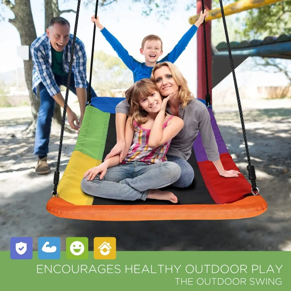 700lb Giant 60"  Platform Metal Tree Swing for Kids and Adults Wear- Resistant with 2 Hanging Straps 5