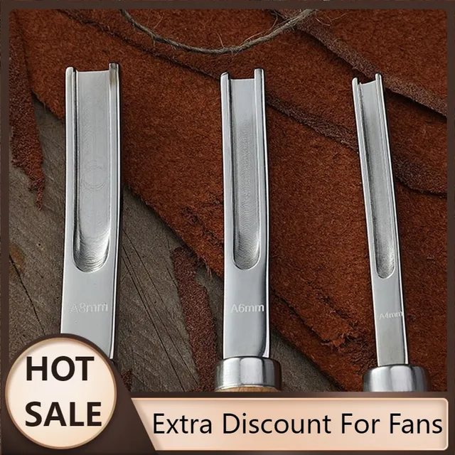 Hot Sale A8mm A6mm A4mm Practical Leather Craft Edge Beveler Skiving Beveling Knife DIY Cutting Hand Craft Tool with Wood Handle