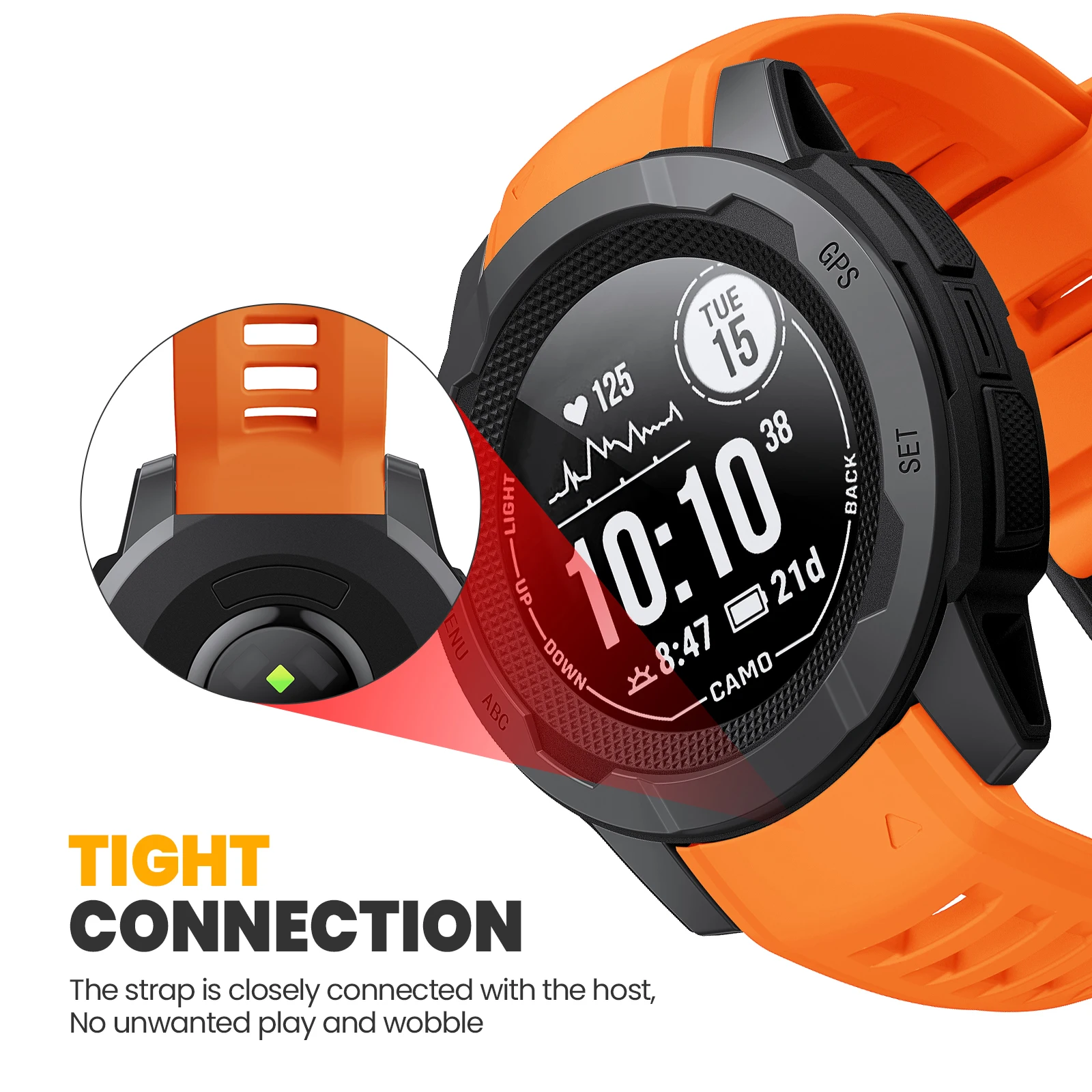 Garmin Silicone Sport Strap 22mm Soft Rubber Wristband