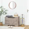 Storage Bench, 29.5” Retro Wooden Storage Chest with U-Shaped Cut-Out Pull, Safety Hinge, Easy Assembly for Toy Box Organizer 3