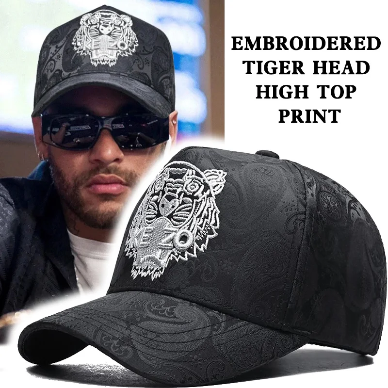 Men's tiger head high top stylish baseball cap small fashionable duckbill cap worn all year round