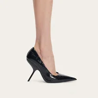Brand Fashion Show Silvery 9cm High Heel Spring Autumn New Irregular Heels Black Red Pointed Sexy Women's Single Shoes Size 43 - Image 2