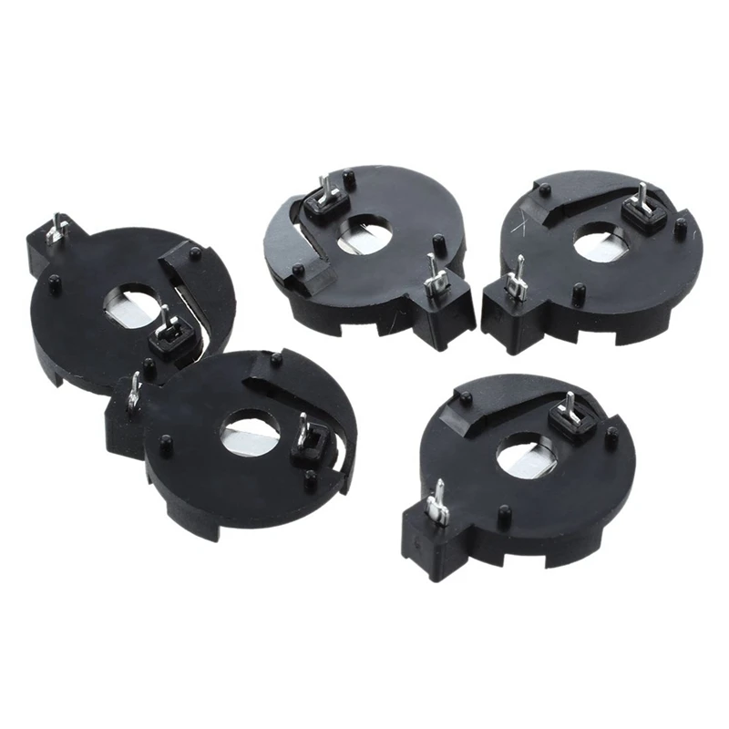 5 Pcs CR2032 Cell Button Lithium Battery Sockets Holder & 5 Pcs CR 2032 Coin Cell Button Battery Holder