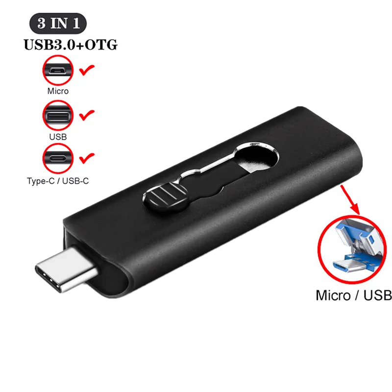 OTG USB 3.0 флеш-накопитель 64 ГБ, карта памяти для Type C 256 ГБ, флеш-накопитель 64 ГБ, 32 ГБ, 16 ГБ, 128 ГБ, 512 ГБ для Android/ПК, флеш-накопитель usb флеш накопитель для iphone ipad pro android type c otg 32 гб 64 гб 128 гб 256 гб 16 гб