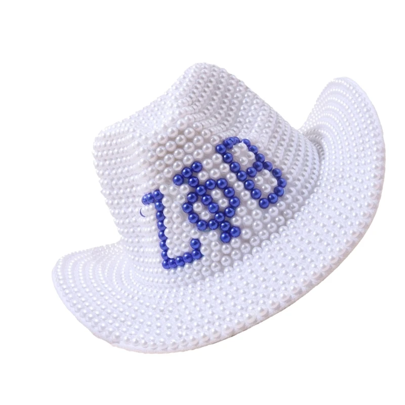 Cowgirl Hat for Bride Elegant Glittering Rhinestones Star Hat Cosplay Headpiece