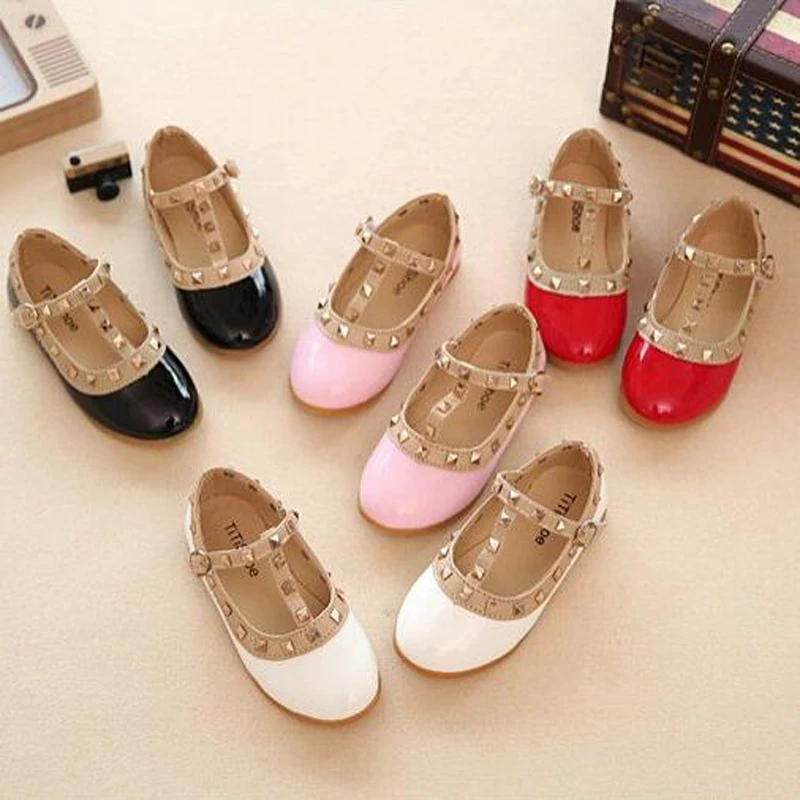 children casual shoes girls spring autumn leather shoes fashion Rivet princess baby Kids girls sandals leather shoes girls shoes girls sandals