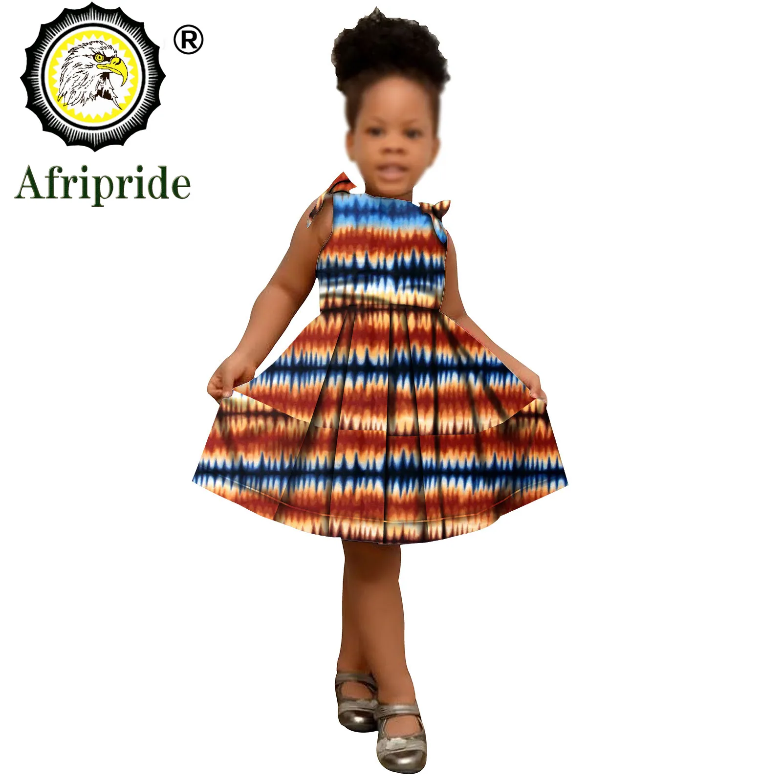 2024 African Children Clothing Kids Dashiki Ankara Print Dresses Sleeveless Lovely Mini Dress for Girl AFRIPRIDE S1940005 african girls dresses sleeveless double princess dress casual lovely ankara kids print mini dress shirt dress afripride s1940017