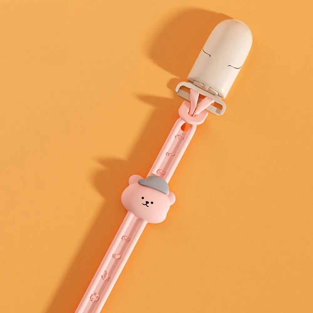 Cute Soft Food Grade Anti-drop Bear Toy Silicone Lanyard Baby Pacifier Chain Molar Chain Pacifier Clips Chains