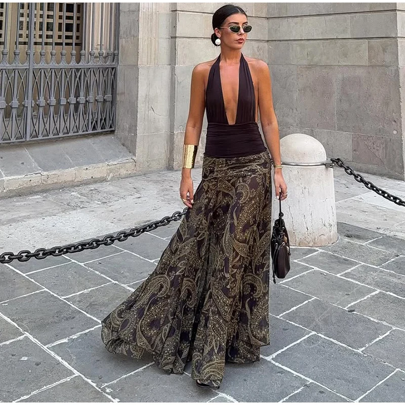 Y2K Chic Print Asymmetric Maxi Skirts Women Fashion High Waist Pleated A-line Skirt 2025 Summer Autumn Beach Party Streetwear S0126abb88178408bb75c06a081dceac5F