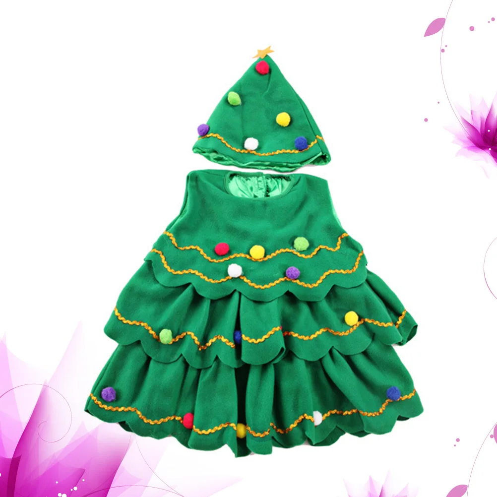 Сценические костюмы, детская шапка и платье, мультяшная Рождественская елка, одежда для малышей