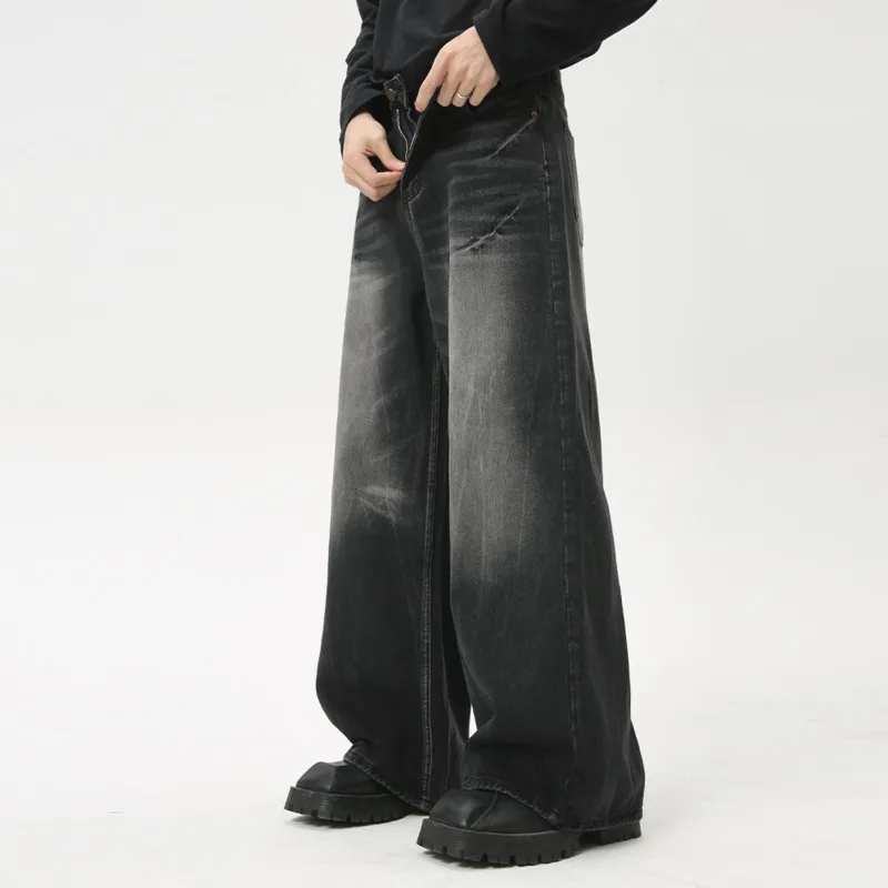 IEFB American Style Male Jeans Loose Zipper Wide-leg Washed Denim Pants High Street Summer New Trendy Trousers 2024 9C6160 2