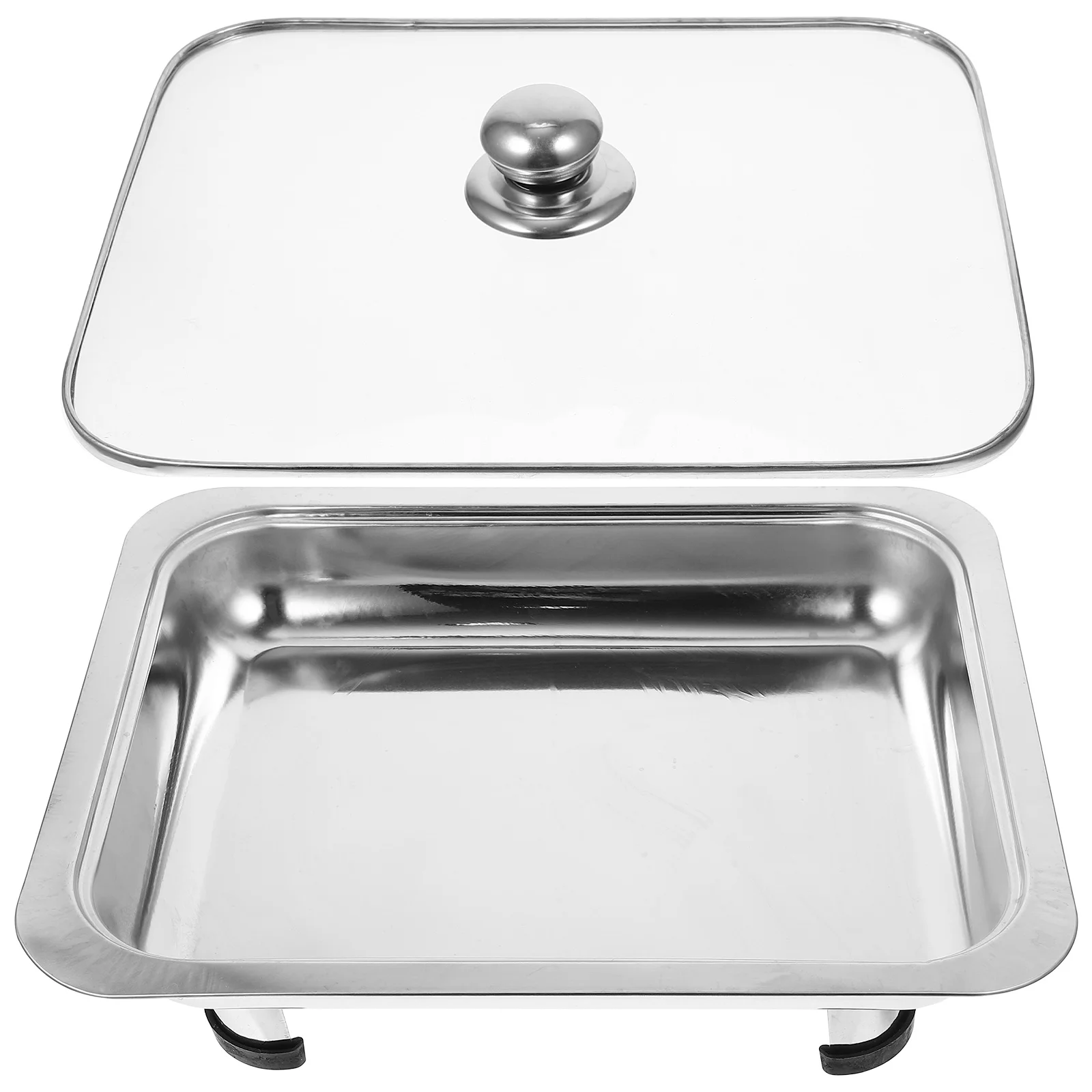 

Steel Buffet Server Dish Flat Bread Tray Stainless-steel Foods Holder Classic Dishes Serving Plate for Banquet with Lid