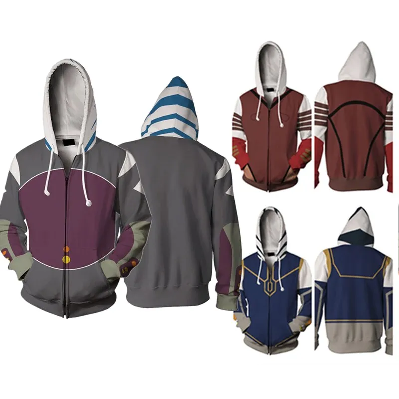 

Толстовка Asoka с капюшоном для косплея, костюм в стиле Фэнтези, свитшот с 3D принтом для взрослых мужчин и женщин, Повседневная Уличная одежда, пуловер, куртка на молнии, пальто