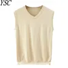 Classic style Men's knitting Cashmere Wool blend Vest V-collar Loose Solid Color High-quality Soft Keep Warm Sleeveless Sweater 1
