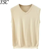 Classic style Men's knitting Cashmere Wool blend Vest V-collar Loose Solid Color High-quality Soft Keep Warm Sleeveless Sweater 1
