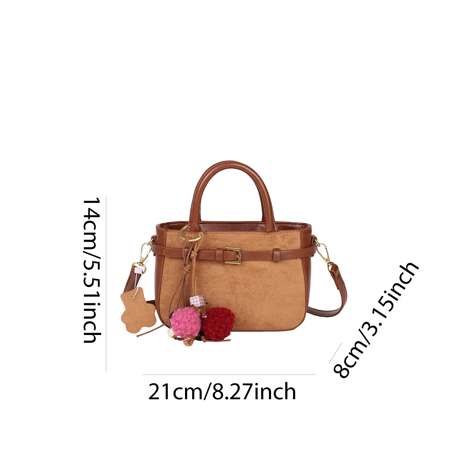 Faux Suede Handbag with Adjustable Strap Underarm Bag Fashion Crossbody Bag for Women Work Shopping Travel