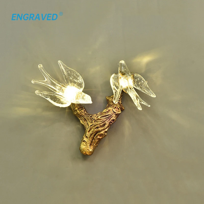 

Creative Swallow Wall Lamp for Living Room Copper Bird Indoor Decoration Sconce Retro Lighting Fixture Home Decor LED Vintage