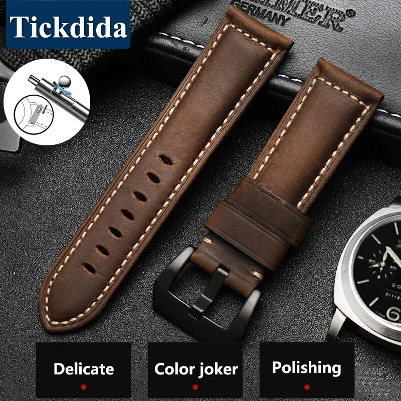 Timeless Frosted Genuine Leather Watch Strap - 20mm/22mm, Classic Fit