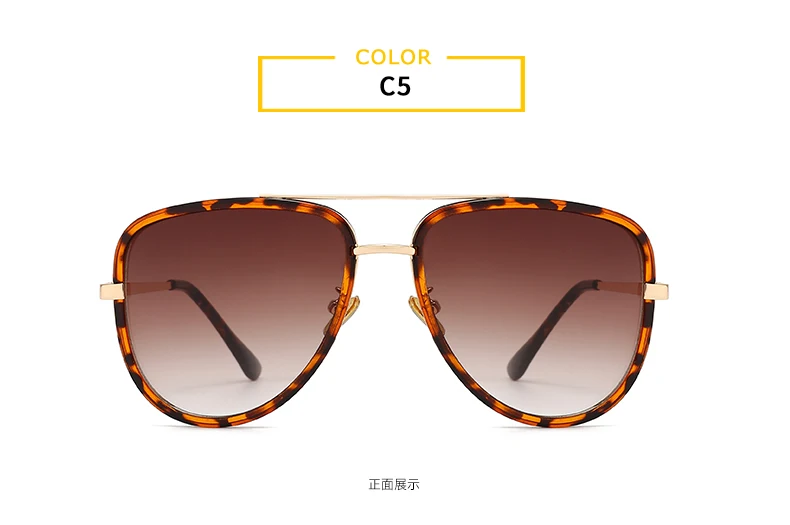 New Fashion Metal Pilot Sunglasses Woman 2022 Brand Designer Male Female Gradient Brown Leopard Sun Glasses Lady UV400 Shades purple sunglasses