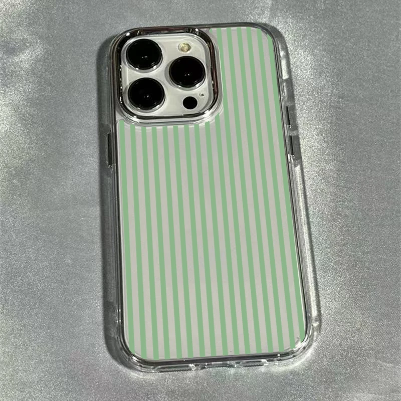 Blue Striped Shockproof Transparent TPU Phone Case
