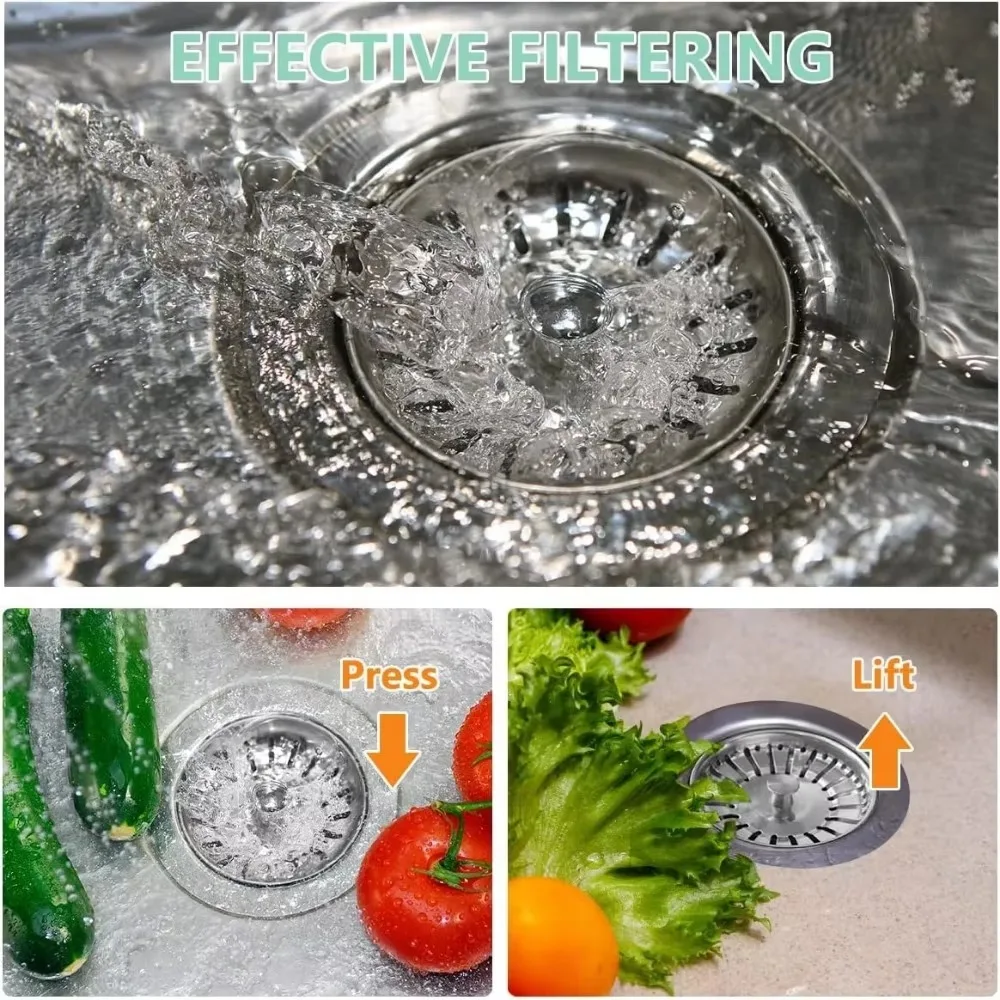 1PC Waste Plug Sink Strainer Basin Drain Filter Stainless Steel Fixing Pin Kitchen Home Accessories
