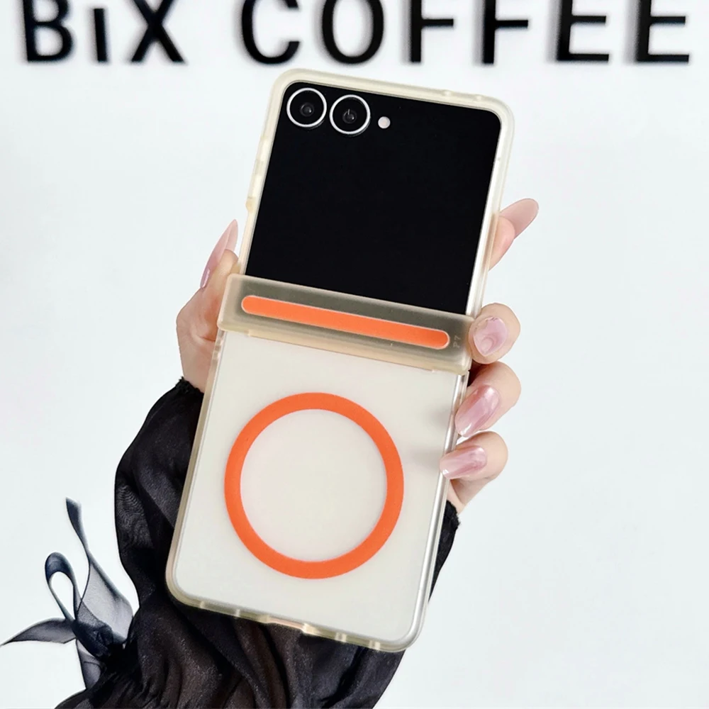 Ultra Thin Clear Frosted Magnetic Phone Case with Hinged Protection and Magsafe Compatibility