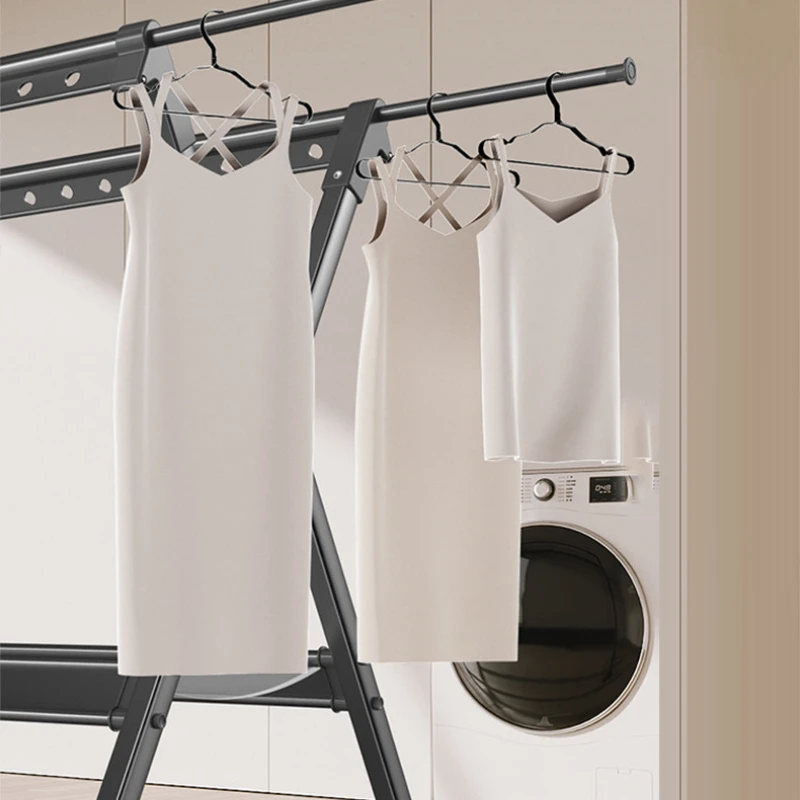 Floor-to-ceiling drying rack Aluminum alloy outdoor foldable free installation drying rack Children's clothing drying rack 2
