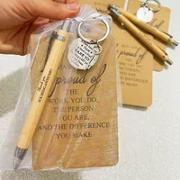 1Sets Employee Appreciation Gifts Bulk Christmas Thank You Notebooks Inspirational Bamboo Pens Keychains for Coworker Nurse ﻿ 1