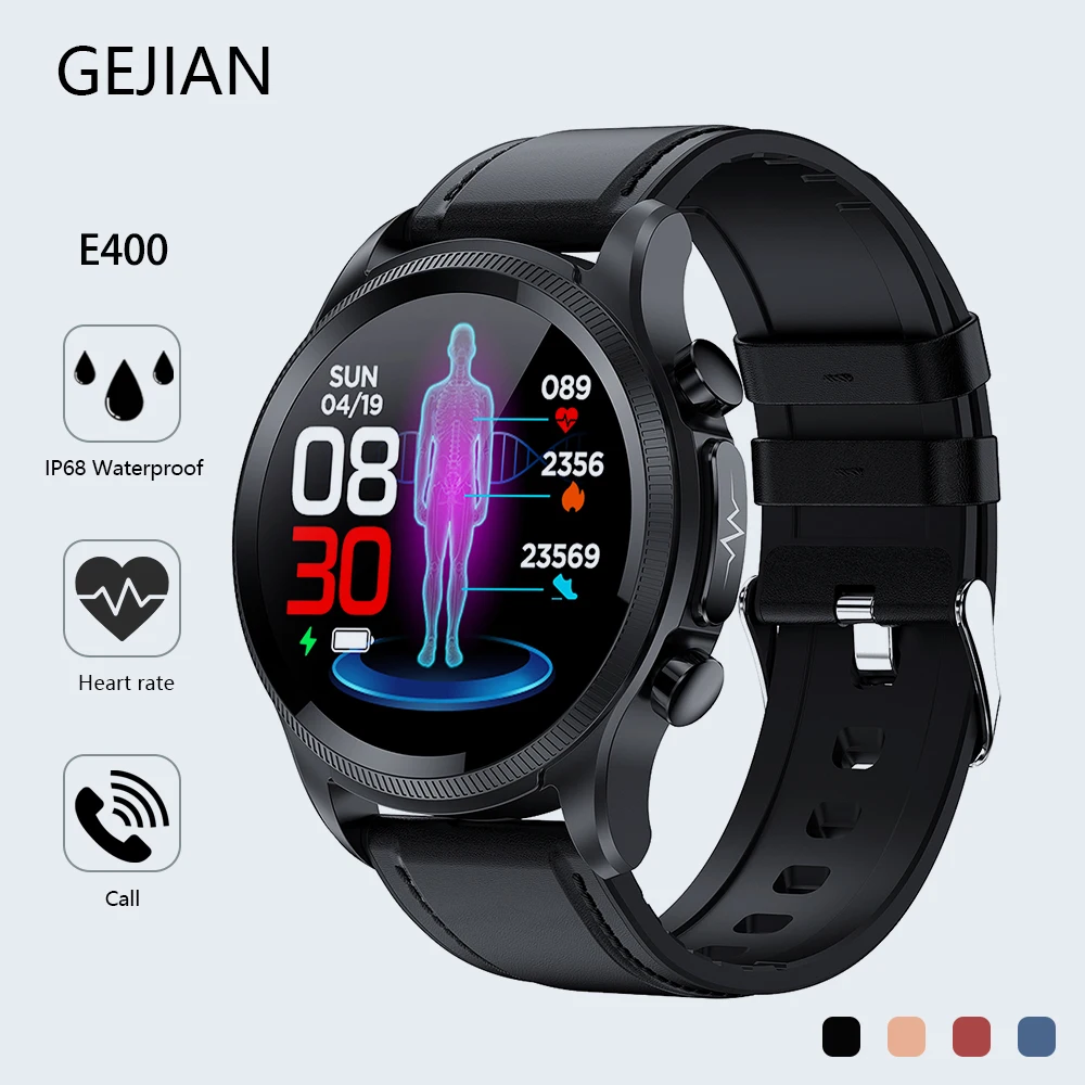 

GEJIAN E400 Cardiac Blood Glucose Smart Health Watch Temperature ECG Monitoring Men Women Smart Watch Chest Patch Heart Rate