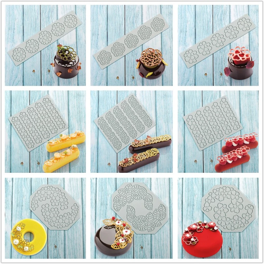 LeavesLaceMatChocolateFondantSiliconeMoldDIYLoveDessertDecor