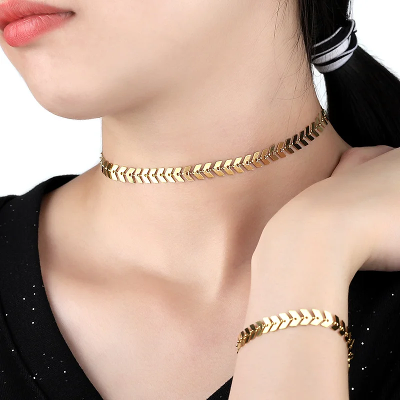 Metal Choker Necklace Punk Airplane 