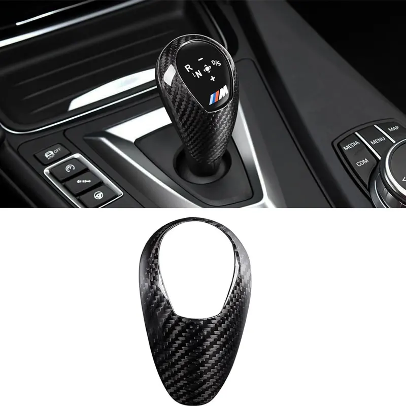

Real Carbon Fiber Gear Shift Konb Cover Trim Protector for BMW M2 M3 M4 M5 M6 X5M X6M Interior Accessories(2011-2020)-BLACK