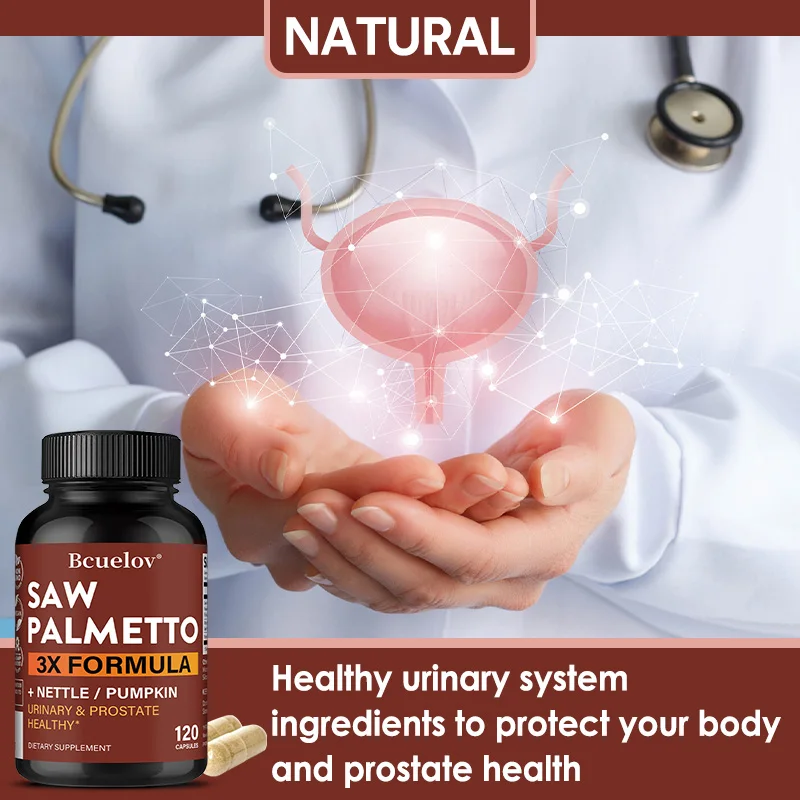 Saw Palmetto Berry Complex Capsules-Turmeric Tribulus Maca, Reduce Baldness and, Prostate Hair Growth Urinary Tract Support