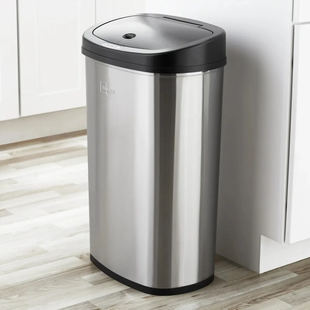 13 Gallon Kitchen Garbage Can Automatic Trash Can 13 Gallon Stainless Steel  Trash Can Touch Free Bathroom Trash Can with Lid for Bathroom, Kitchen