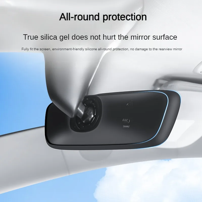 Rearview Mirror Protector Rearview Mirror Cover Rear View Mirror Protector Frame Cover For Tesla Model 3 Y Center Console Rearview Protector Trim Silicone Case Car Accessories