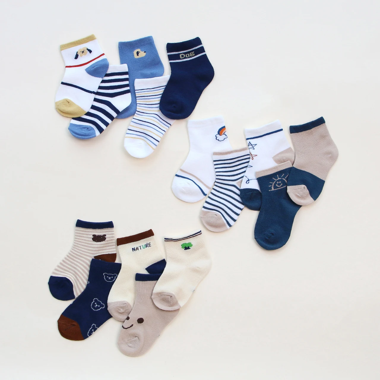 5 Pairs Summer Cotton Socks for Boy Girl Cute Cartoon Thin Breathable Baby Middle Tube Socks Fashion Stripe Kids Socks 0-3 Years 3