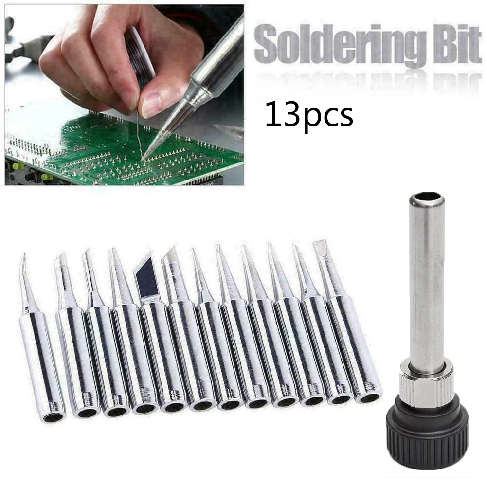 13pcs 900M-T For Hakko Soldering Iron Tips Set Welding Nozzle Internal Heated Solder Heads Welding Tip Tool Lead-Free Solder Bit