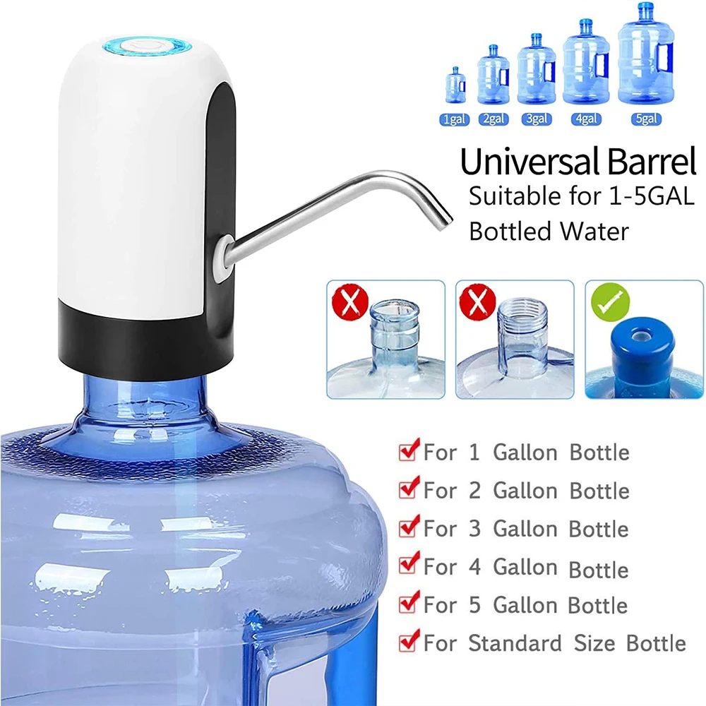 Usb Rechargeable Water Bottle Pump Automatic Electric Water Dispenser Water Bottle Pump One Button Switch Kitchen Tools